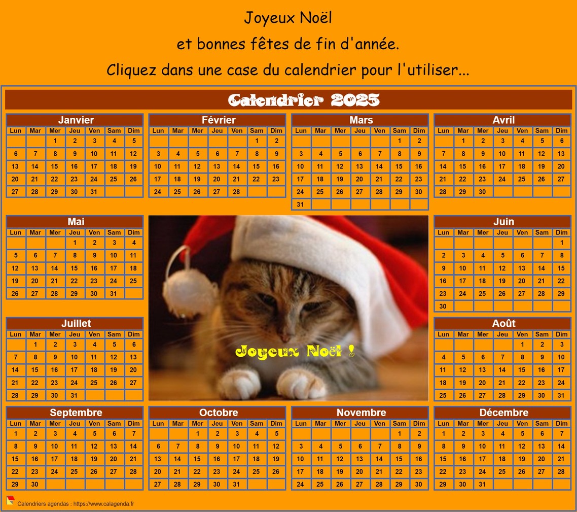 Calendrier 2025 spécial Noël