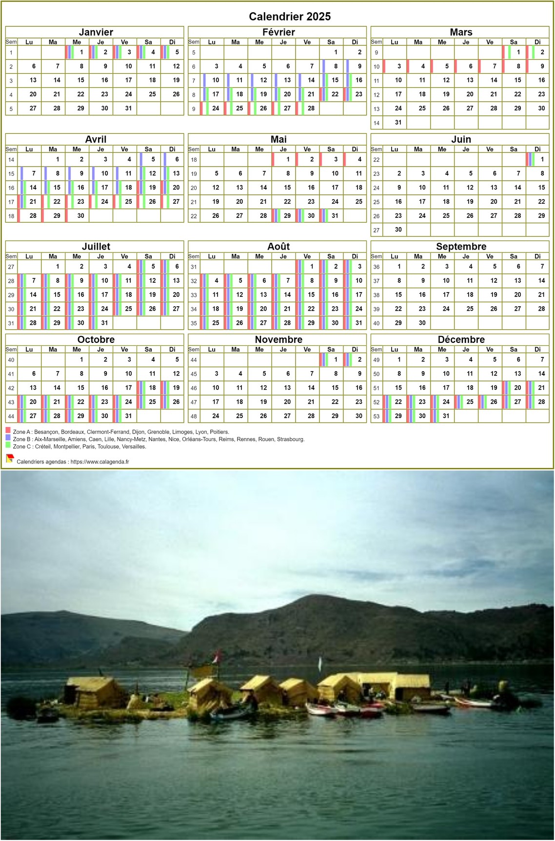 Calendrier 2025 annuel, 3 colonnes, une ligne par trimestre (format portrait avec photo) Calendrier 2025 annuel, 3 colonnes, une ligne par trimestre (format portrait avec photo)