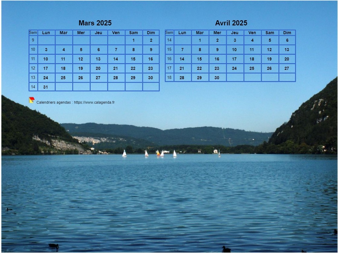 Calendrier 2025 décoratif à imprimer, bimestriel, format paysage, incrusté sur la partie haute d'une photo Calendrier 2025 décoratif à imprimer, bimestriel, format paysage, incrusté sur la partie haute d'une photo