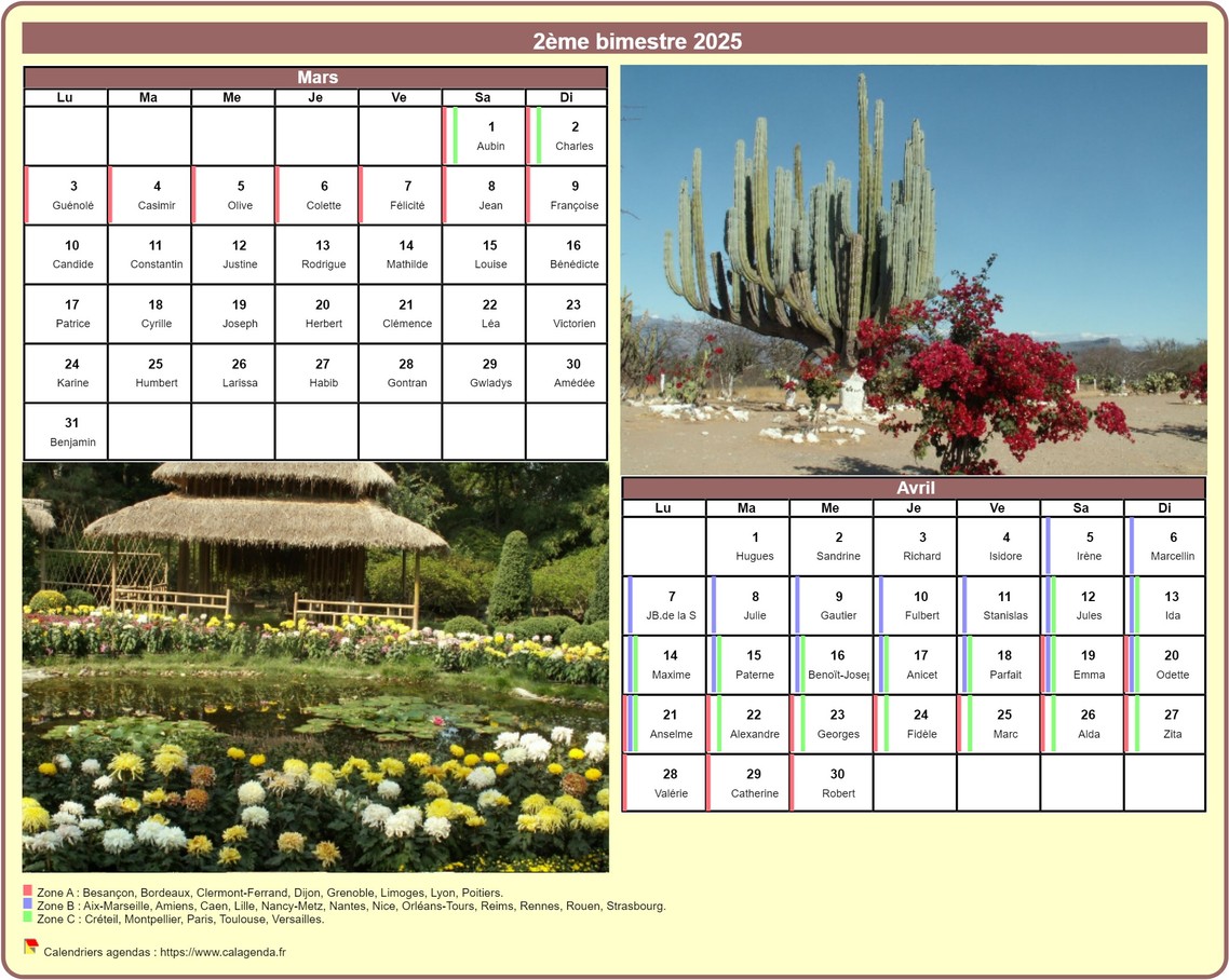 Calendrier 2025 bimestriel avec une photo différente chaque mois Calendrier 2025 bimestriel avec une photo différente chaque mois