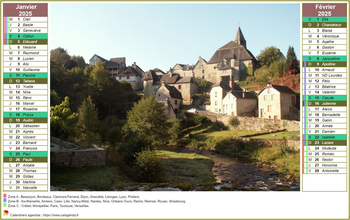 Calendrier 2025 bimestriel en colonnes avec photo à l'intérieur. Calendrier 2025 bimestriel en colonnes avec photo à l'intérieur.