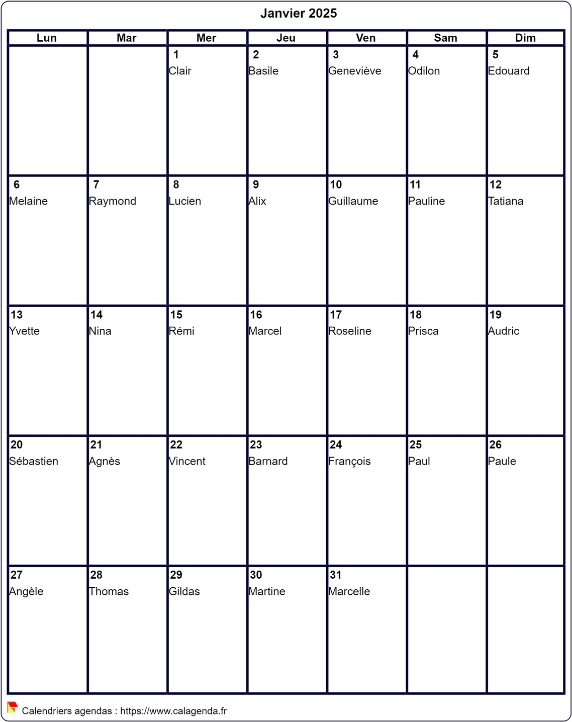Calendrier a imprimer gratuit 2025 mois par mois Calendrier a imprimer gratuit 2025 mois par mois