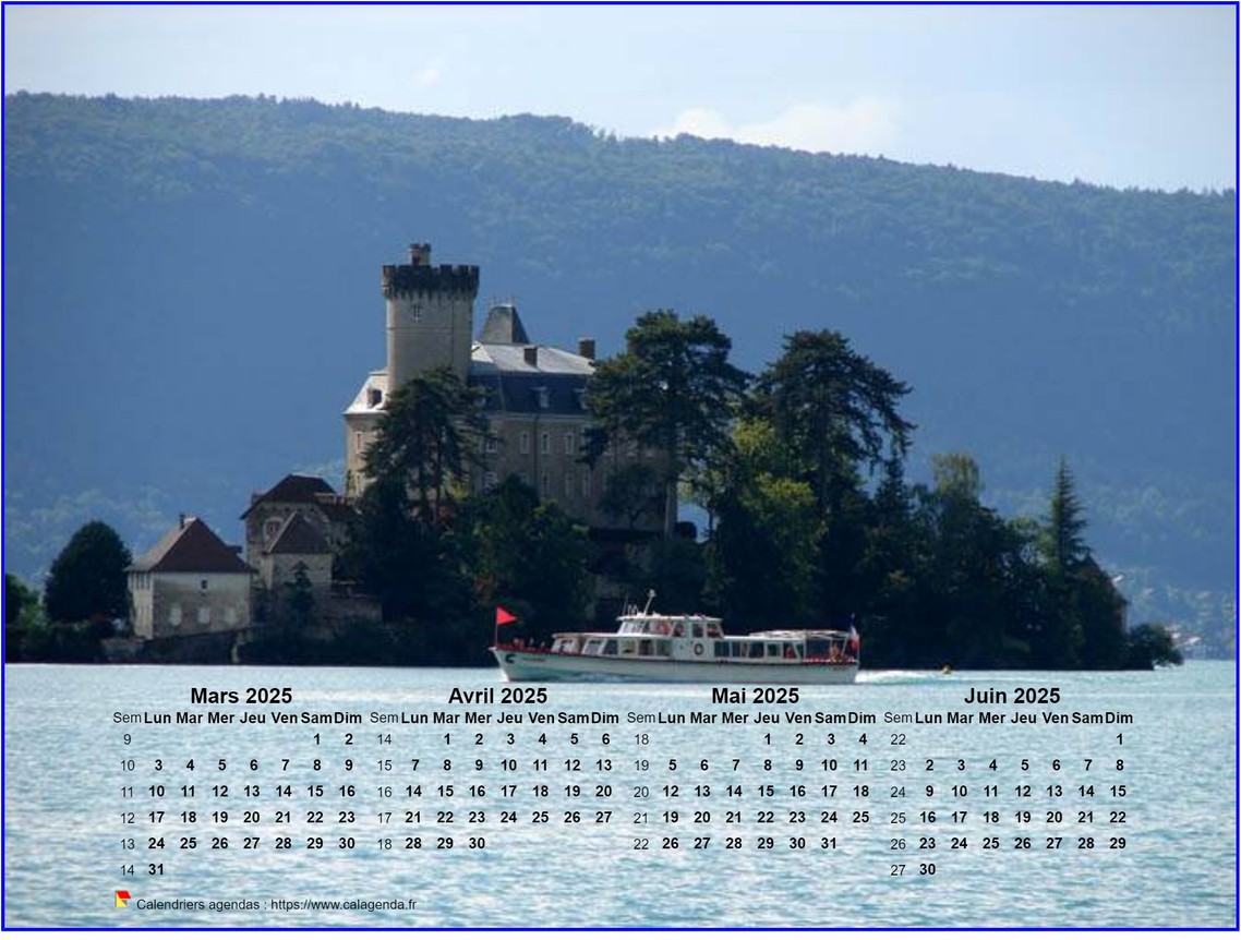 Calendrier à imprimer de quatre mois, format paysage, incrusté sur la partie inférieure d'une photo Calendrier à imprimer de quatre mois, format paysage, incrusté sur la partie inférieure d'une photo