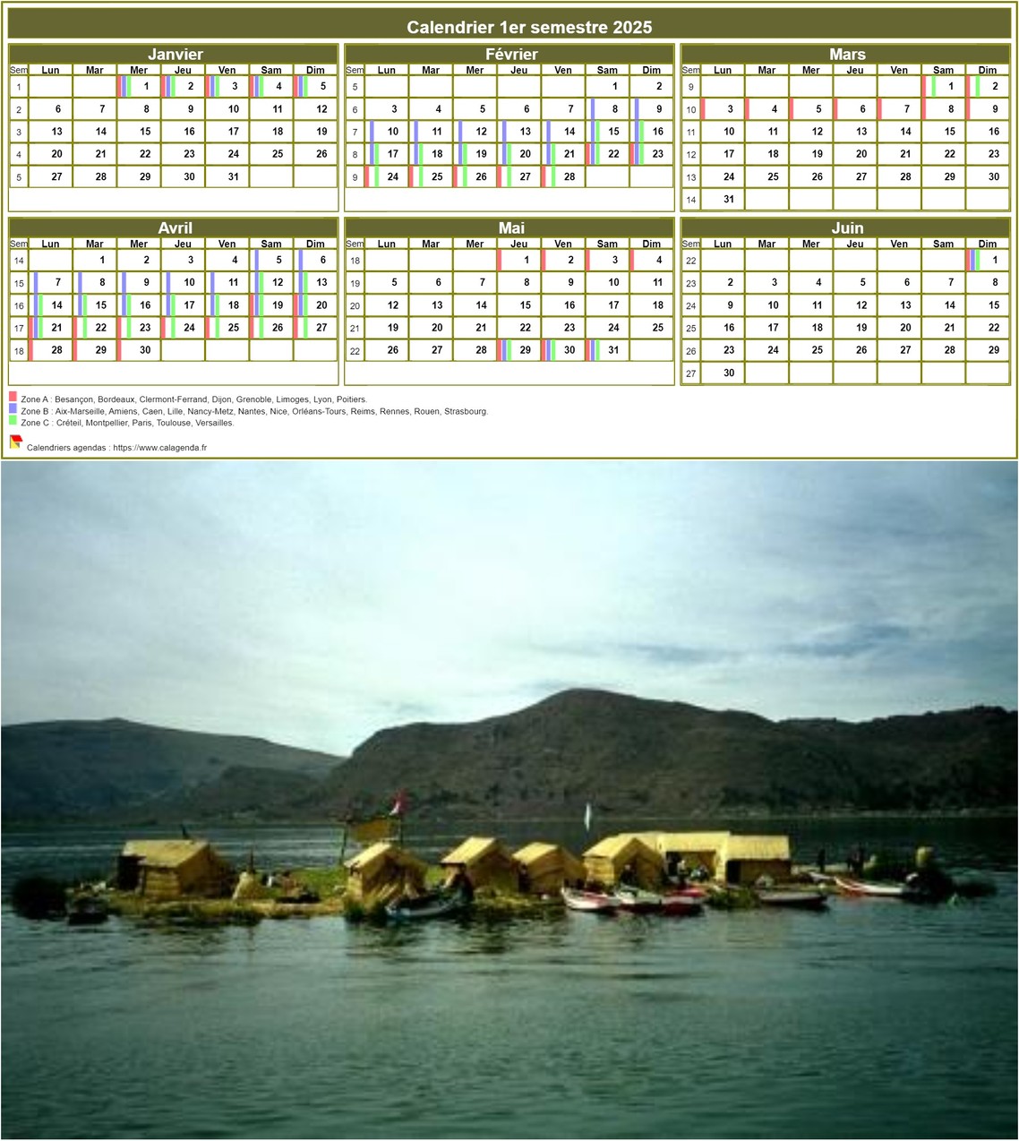 Modèle par défaut du calendrier agenda semestriel, 3 colonnes, un trimestre par ligne Modèle par défaut du calendrier agenda semestriel, 3 colonnes, un trimestre par ligne