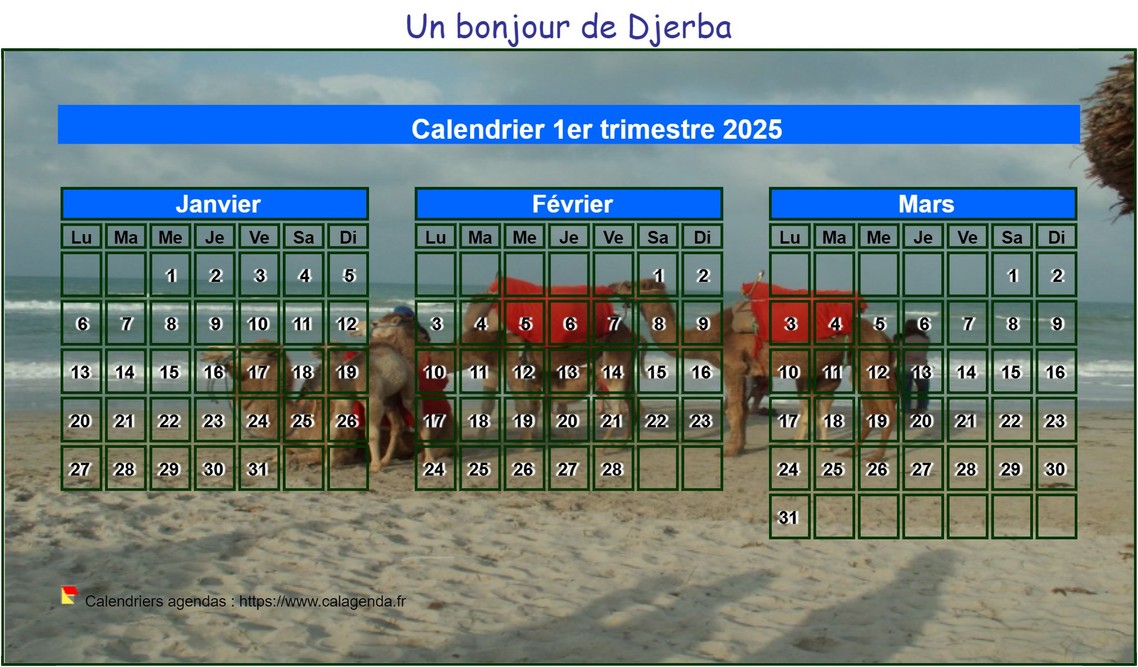 Calendrier 2025 à imprimer artistique trimestriel, format mini de poche, avec photo