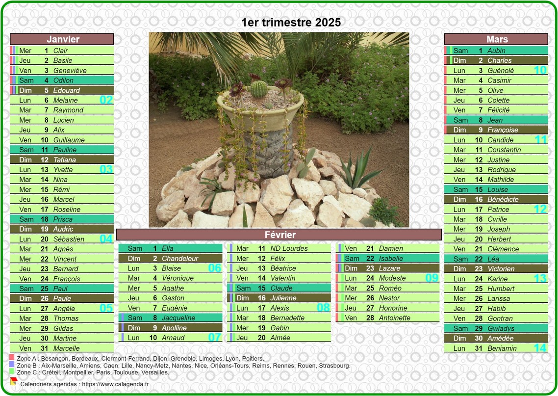 Calendrier 2025 trimestriel de style postes Calendrier 2025 trimestriel de style postes