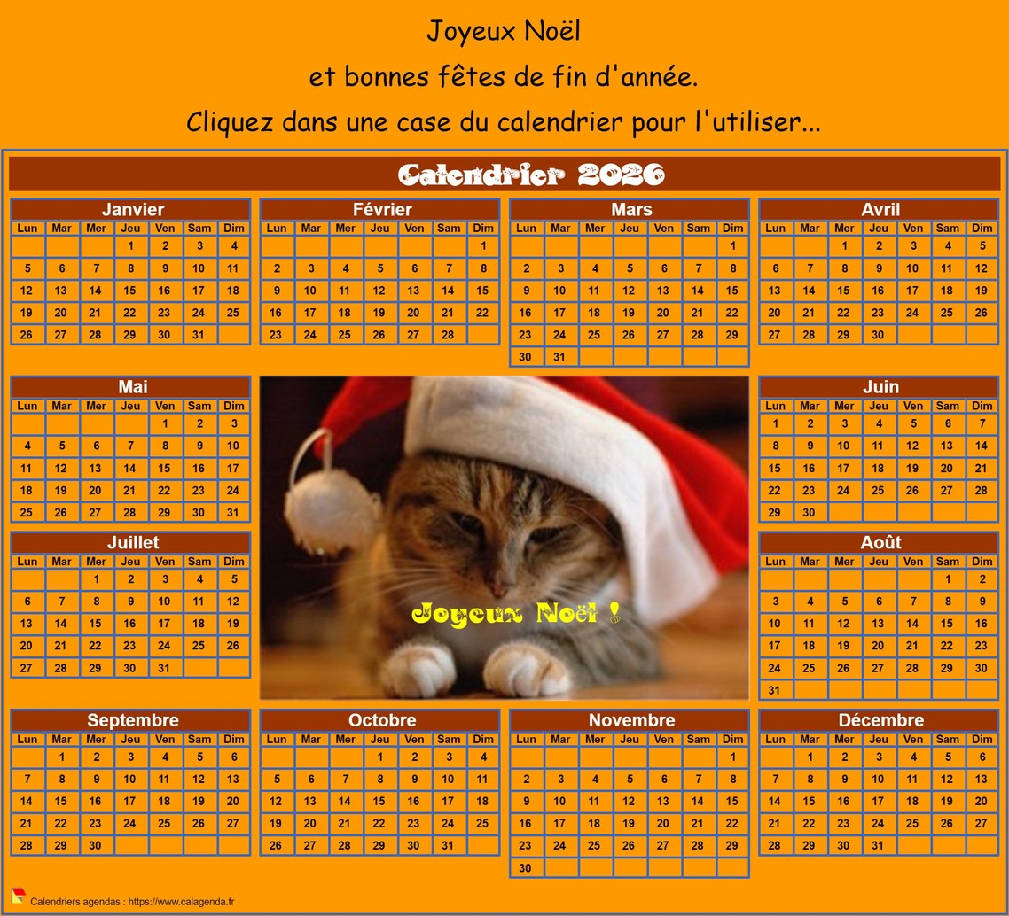 Calendrier 2026 spécial Noël