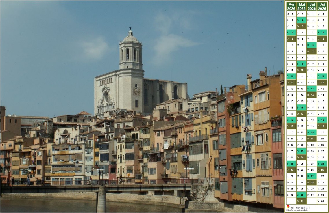 Calendrier à imprimer de quatre mois, format paysage, une colonne par mois,à droite d'une photo Calendrier à imprimer de quatre mois, format paysage, une colonne par mois,à droite d'une photo