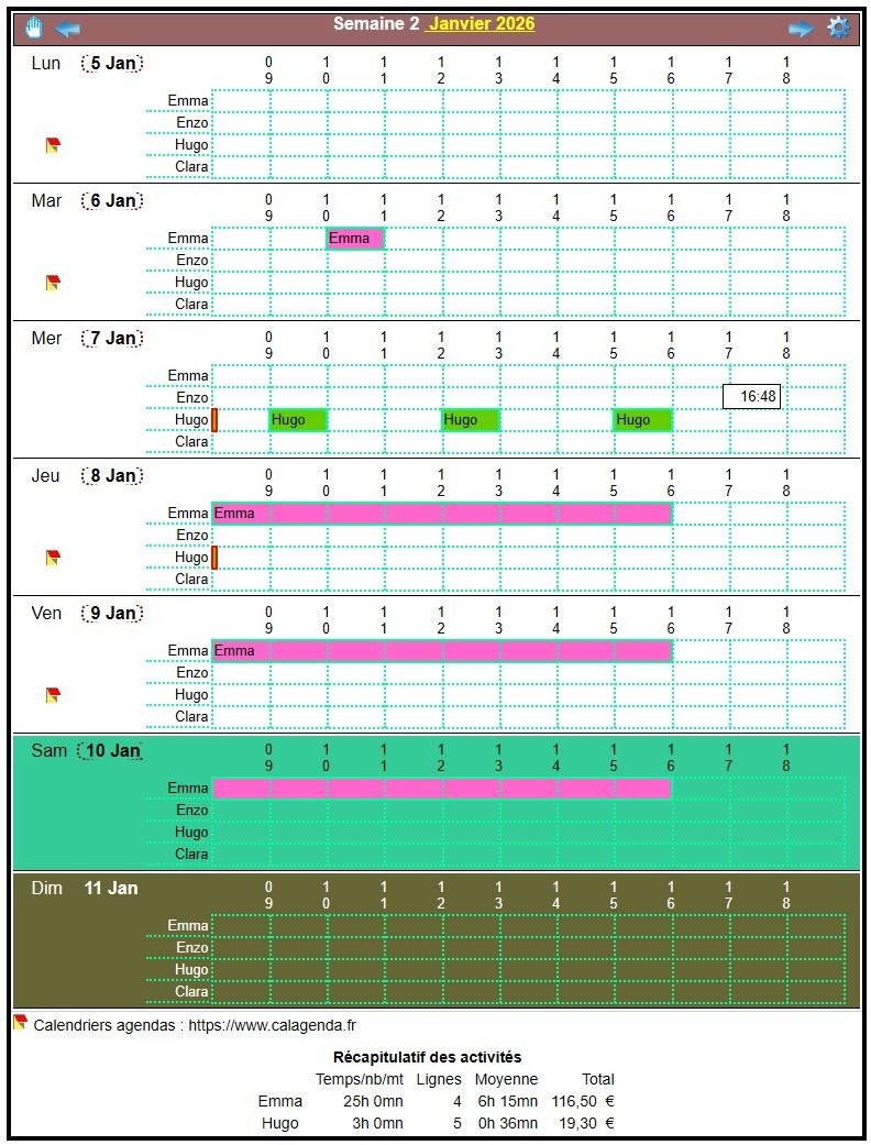 Planning assistante maternelle hebdomadaire vertical Planning assistante maternelle hebdomadaire vertical