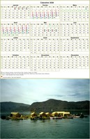 Calendrier 2026 annuel, 3 colonnes, une ligne par trimestre (format portrait avec photo)