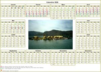 Calendrier 2026annuel avec photo, agenda synthétique, format paysage, sous-main ou mural