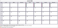 Calendrier mensuel agenda détaillé, format paysage