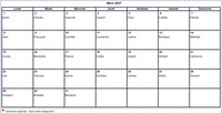 Calendrier de mars 2027 à imprimer vierge, avec les fêtes