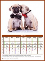 Calendrier d'avril 2027 de la série 'chiens'