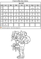 Calendrier 2027 à colorier du mois de mai