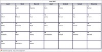 Calendrier de juin 2027 à imprimer vierge, avec les fêtes Calendrier de juin 2027 à imprimer vierge, avec les fêtes