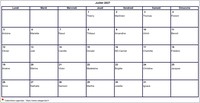 Calendrier de juillet 2027 à imprimer vierge, avec les fêtes