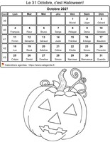 Calendrier à colorier d'octobre 2027