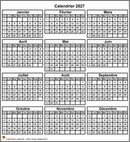 Calendrier 2027 format portrait Calendrier 2027 format portrait