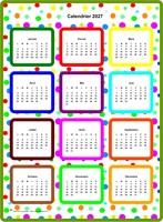 Calendrier 2027 annuel en couleurs Calendrier 2027 annuel en couleurs