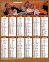 Calendrier 2027 annuel style calendrier des postes avec les vacances scolaires