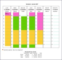 Calendrier planning horizontal hebdomadaire