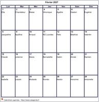 Calendrier a imprimer gratuit 2027 mois par mois