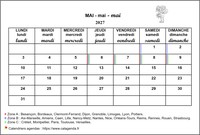 Calendrier d'avril 2027 école primaire et maternelle