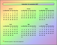 Calendrier 2027 semestriel style arc en ciel Calendrier 2027 semestriel style arc en ciel