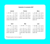 Calendrier 2027 semestriel avec bordure Calendrier 2027 semestriel avec bordure