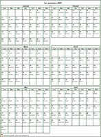 Calendrier 2027 à imprimer semestriel, format portrait, avec les fêtes Calendrier 2027 à imprimer semestriel, format portrait, avec les fêtes