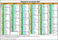 Calendrier 2027 semestriel six colonnes de format paysage Calendrier 2027 semestriel six colonnes de format paysage